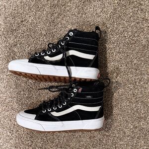 Vans Black and White High-Tops with Gum Sole